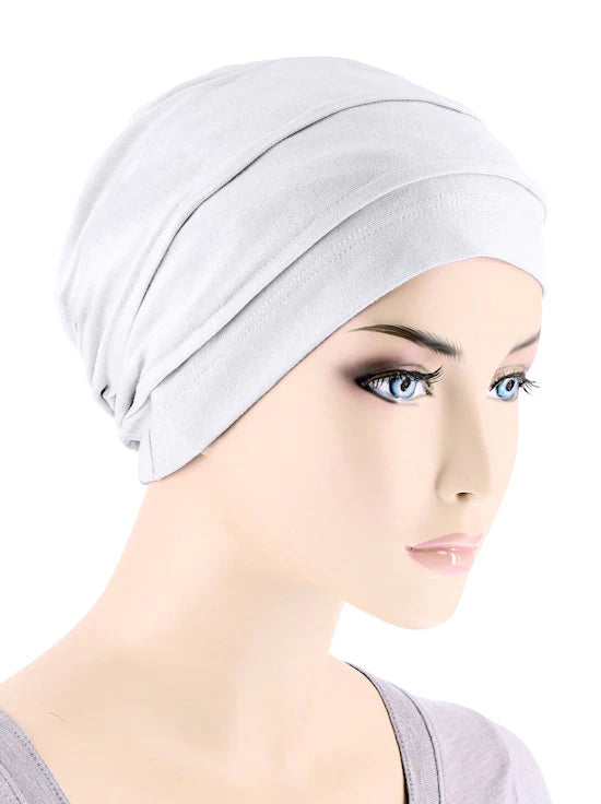 Lux Bamboo Pleated Cap In White