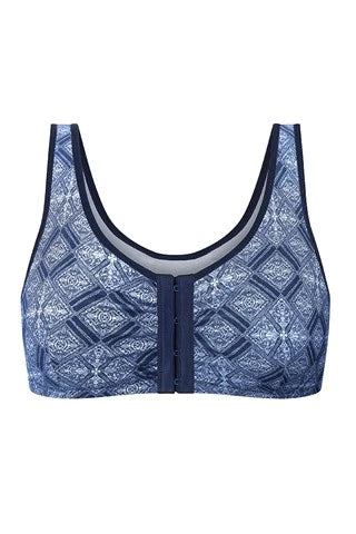 Frances Wire-Free Front-Closure Blue/White