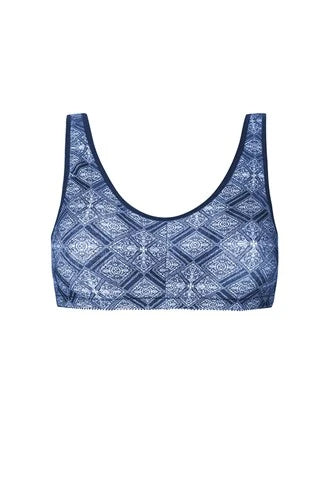 Frances Wire-Free Front-Closure Blue/White