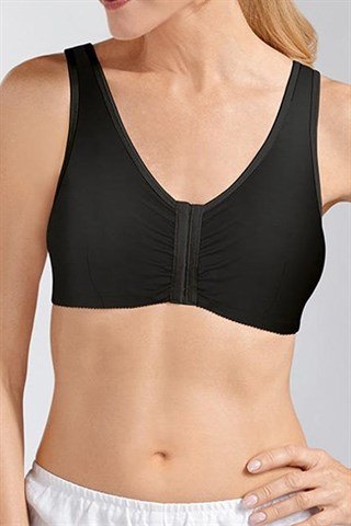 Frances Wire-Free Front Closure Bra- Black