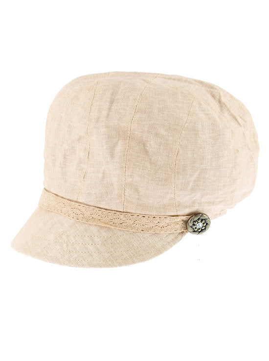 Cotton Linen Newsboy in NATURAL SAND