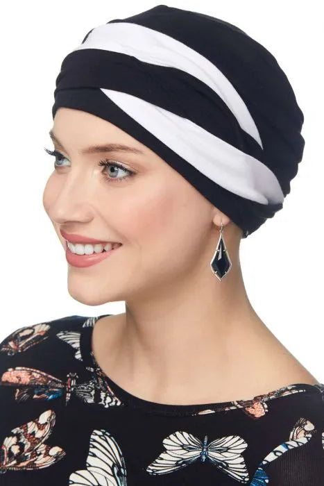 Braided Becky Turban & Headband Set - Black/White