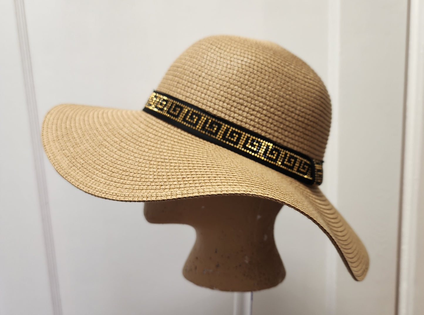 Beige Hat with Bling Band