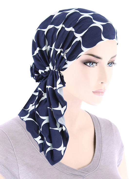Navy White Oval Geometric Bella Scarf